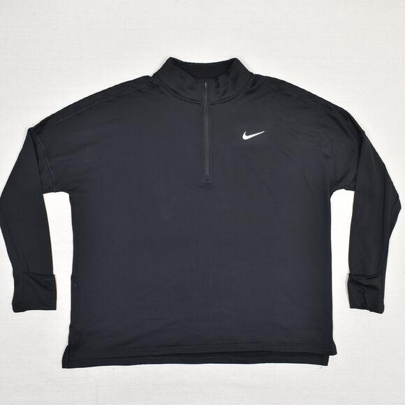 Nike Women's 1/4 Zip Pullover Sweatshirt Polyester Black Size 1X Dri Fit Running - Picture 1 of 8